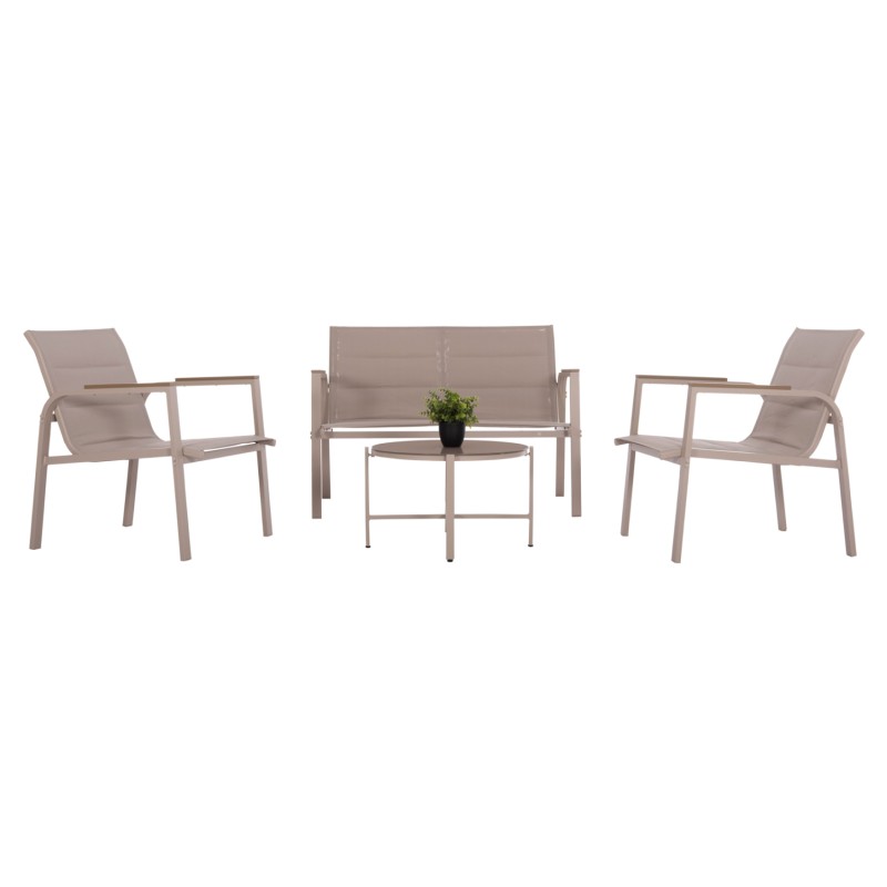 OUTDOOR LOUNGE SET 4PCS JULIETTE FK6280.04 CAPPUCCINO ALUMINUM-TEXTILENE--TEMPERED GLASS OUTDOOR LOUNGE SET 4PCS JULIETTE FK6280.04 CAPPUCCINO ALUMINUM-TEXTILENE--TEMPERED GLASS