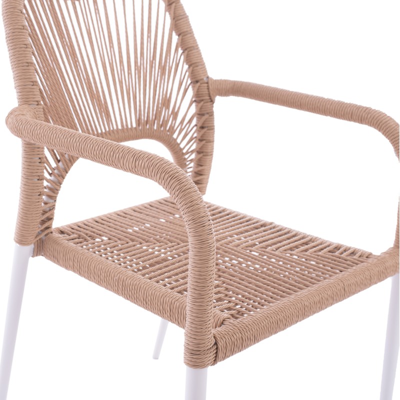 OUTDOOR DINING SET 7PCS KRUM FK21131 WHITE ALUMINUM--P.E.TWISTED RATTAN OUTDOOR DINING SET 7PCS KRUM FK21131 WHITE ALUMINUM--P.E.TWISTED RATTAN