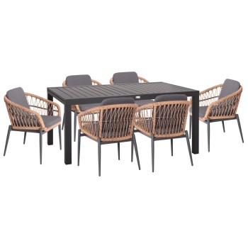OUTDOOR DINING SET 7PCS KRUM FK21157 DARK GREY ALUMINUM--P.E. RATTAN OUTDOOR DINING SET 7PCS KRUM FK21157 DARK GREY ALUMINUM--P.E. RATTAN