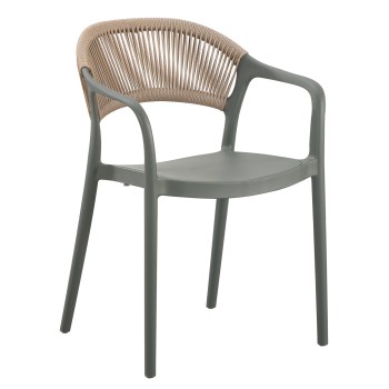 ARMCHAIR POLYPROPYLENE EVA FK6155.05 OLIVE GREEN-- BEIGE PP ROPE 56.5x53x80Hcm.