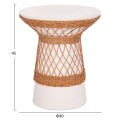 SIDE TABLE ROUND DELIA FK18167.02 FIBER CEMENT WHITE & RATTAN Φ40x45Hcm.