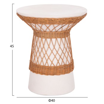 SIDE TABLE ROUND DELIA FK18167.02 FIBER CEMENT WHITE & RATTAN Φ40x45Hcm. SIDE TABLE ROUND DELIA FK18167.02 FIBER CEMENT WHITE & RATTAN Φ40x45Hcm.
