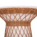 SIDE TABLE ROUND DELIA FK18167.02 FIBER CEMENT WHITE & RATTAN Φ40x45Hcm.