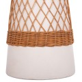 SIDE TABLE ROUND DELIA FK18167.02 FIBER CEMENT WHITE & RATTAN Φ40x45Hcm.