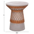 SIDE TABLE ROUND DELIA FK18167.03 FIBER CEMENT GREY & RATTAN Φ40x45Hcm.