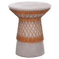 SIDE TABLE ROUND DELIA FK18167.03 FIBER CEMENT GREY & RATTAN Φ40x45Hcm.