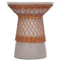 SIDE TABLE ROUND DELIA FK18167.03 FIBER CEMENT GREY & RATTAN Φ40x45Hcm.