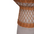 SIDE TABLE ROUND DELIA FK18167.03 FIBER CEMENT GREY & RATTAN Φ40x45Hcm.