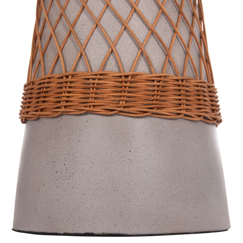 SIDE TABLE ROUND DELIA FK18167.03 FIBER CEMENT GREY & RATTAN Φ40x45Hcm.