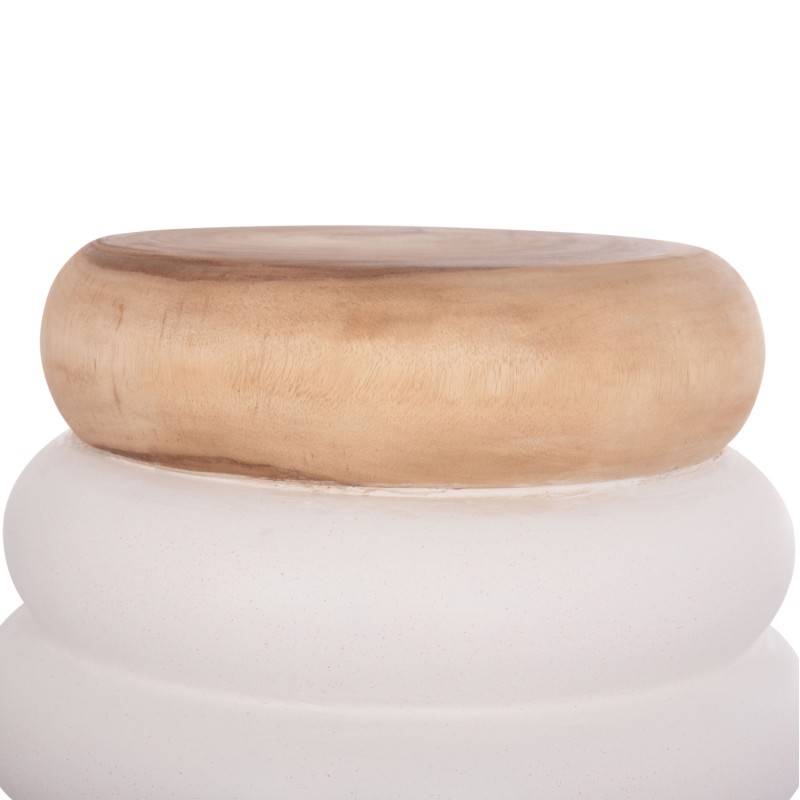 STOOL PUFFAT FK18172.02 FIBER CEMENT IN WHITE-TEAK WOOD TOP Φ45x46Hcm. STOOL PUFFAT FK18172.02 FIBER CEMENT IN WHITE-TEAK WOOD TOP Φ45x46Hcm.
