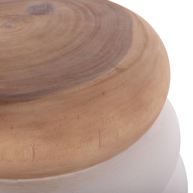 STOOL PUFFAT FK18172.02 FIBER CEMENT IN WHITE-TEAK WOOD TOP Φ45x46Hcm. STOOL PUFFAT FK18172.02 FIBER CEMENT IN WHITE-TEAK WOOD TOP Φ45x46Hcm.