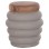 STOOL PUFFAT FK18172.03 FIBER CEMENT IN GREY-TEAK WOOD TOP Φ45x46Hcm.