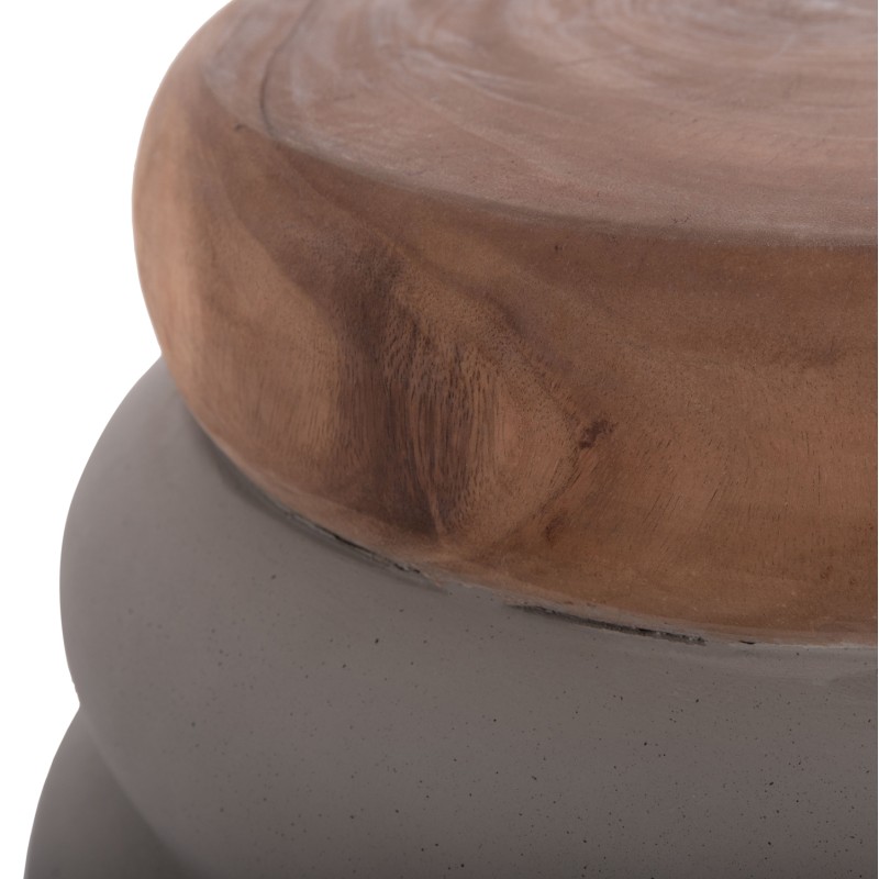 STOOL PUFFAT FK18172.03 FIBER CEMENT IN GREY-TEAK WOOD TOP Φ45x46Hcm. STOOL PUFFAT FK18172.03 FIBER CEMENT IN GREY-TEAK WOOD TOP Φ45x46Hcm.