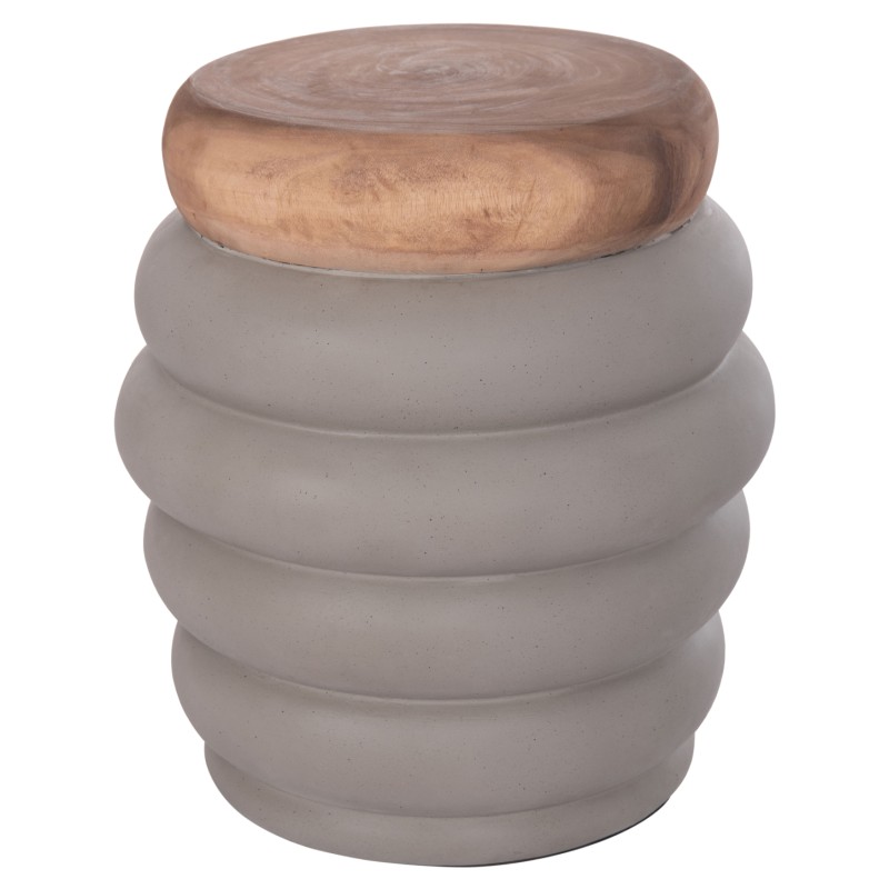 STOOL PUFFAT FK18172.03 FIBER CEMENT IN GREY-TEAK WOOD TOP Φ45x46Hcm. STOOL PUFFAT FK18172.03 FIBER CEMENT IN GREY-TEAK WOOD TOP Φ45x46Hcm.