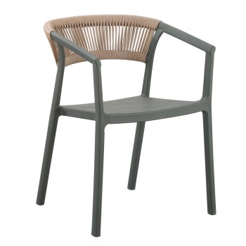 ARMCHAIR POLYPROPYLENE BOGI FK6240.05 OLIVE GREEN WITH BEIGE PP ROPE 54x53x75Hcm.