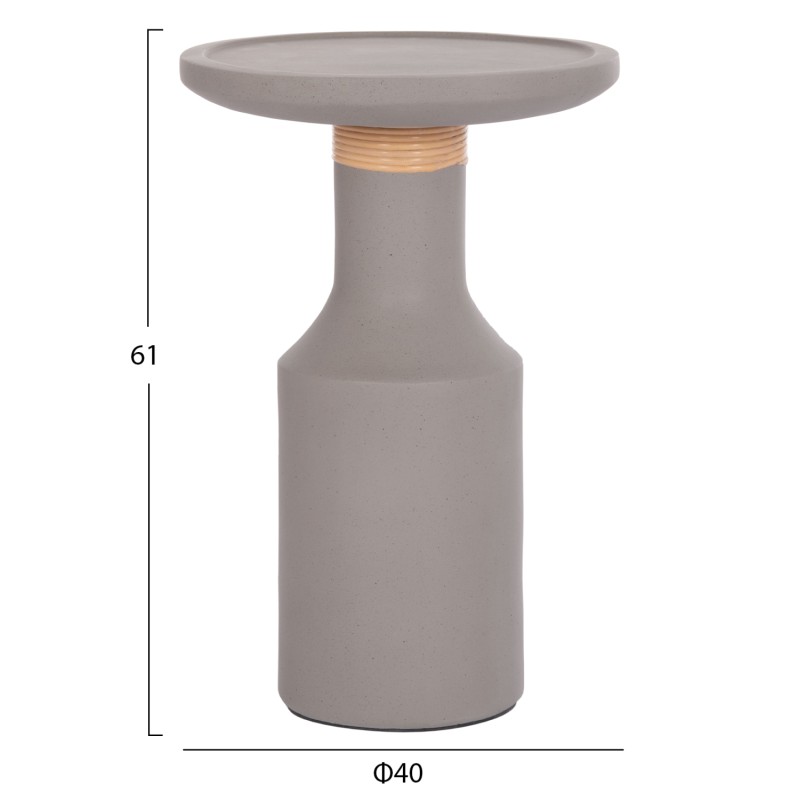 SIDE TABLE TRED(T) FK18169.03 FIBER CEMENT IN GREY-NATURAL RATTAN--Φ40x61Hcm.