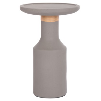 SIDE TABLE TRED(T) FK18169.03 FIBER CEMENT IN GREY-NATURAL RATTAN--Φ40x61Hcm.
