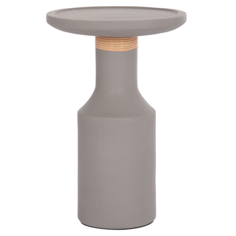 SIDE TABLE TRED(T) FK18169.03 FIBER CEMENT IN GREY-NATURAL RATTAN--Φ40x61Hcm.