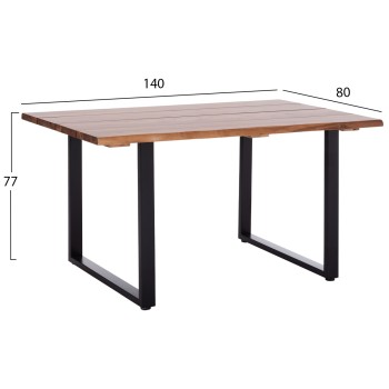 OUTDOOR DINING TABLE FRIGGO FK6296.01 ACACIA WOOD 3.5cm thick--METAL LEGS 140x80x77Hcm