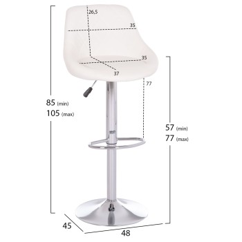 BAR STOOL ROSE FK204.22 CHROMED BASE & SUSPENSION & WHITE PU 48x45x105Hcm.