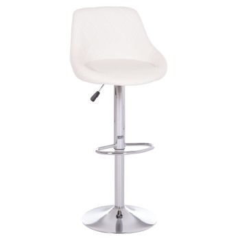 BAR STOOL ROSE FK204.22 CHROMED BASE & SUSPENSION & WHITE PU 48x45x105Hcm.