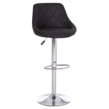 BAR STOOL ROSE FK204.21 CHROMED BASE & SUSPENSION & BLACK PU 48x45x105Hcm.