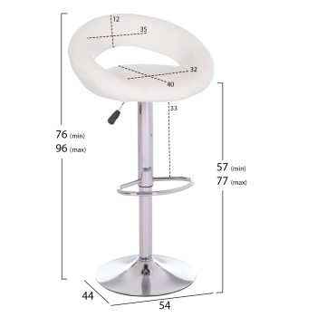 BAR STOOL SWIVEL REA FK203.22 WITH SUSPENSION-WHITE PU 54x47x96Hcm.