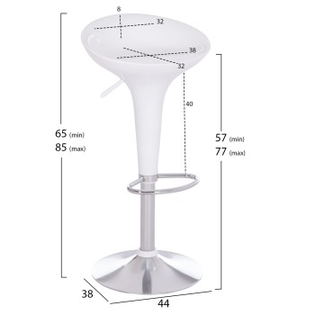 BAR STOOL SWIVEL DAISY FK200.22 ABS IN WHITE--SUSPENSION 44x38x85Hcm.