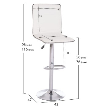 BAR STOOL SWIVEL NEXUS FK209.22 SUSPENSION & WHITE PU 43x47x116Hcm.