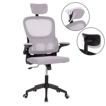 OFFICE CHAIR BASTON FK18236.02 GREY MESH FABRIC & BLACK PP FRAME 64x60x127Hcm.