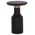 SIDE TABLE TRED(T) FK18169.01 FIBER CEMENT IN BLACK-NATURAL RATTAN--Φ40x61Hcm.