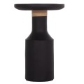 SIDE TABLE TRED(T) FK18169.01 FIBER CEMENT IN BLACK-NATURAL RATTAN--Φ40x61Hcm.