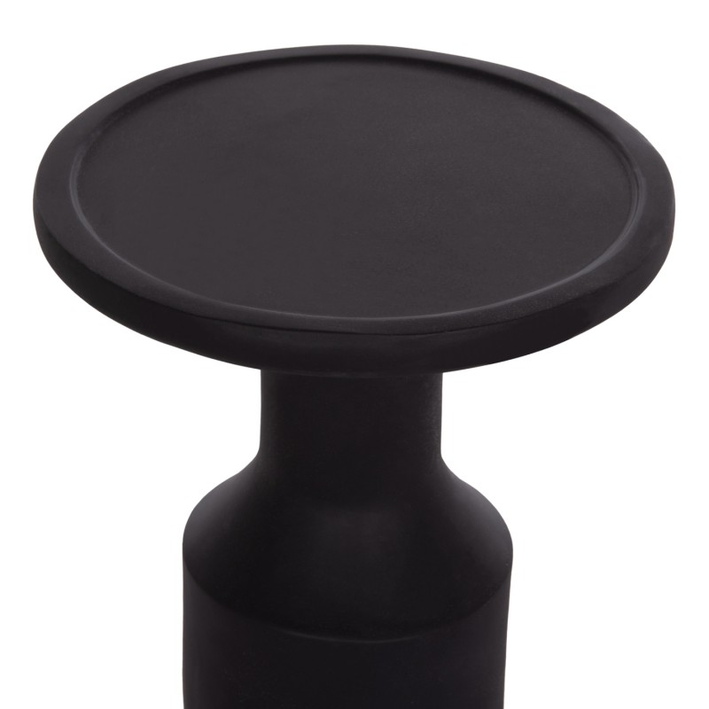 SIDE TABLE TRED(T) FK18169.01 FIBER CEMENT IN BLACK-NATURAL RATTAN--Φ40x61Hcm.