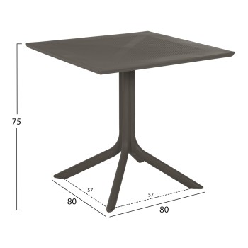 OUTDOOR POLYPROPYLENE SQUARE TABLE LUNAR FK5930.15 DARK OLIVE 80x80x75Hcm. OUTDOOR POLYPROPYLENE SQUARE TABLE LUNAR FK5930.15 DARK OLIVE 80x80x75Hcm.