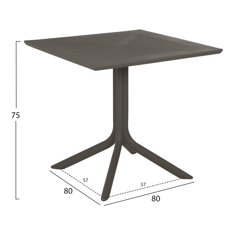OUTDOOR POLYPROPYLENE SQUARE TABLE LUNAR FK5930.15 DARK OLIVE 80x80x75Hcm. OUTDOOR POLYPROPYLENE SQUARE TABLE LUNAR FK5930.15 DARK OLIVE 80x80x75Hcm.