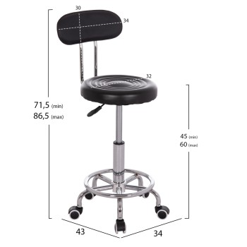 OFFICE DESIGNER'S SWIVEL STOOL IRIS FK211.21 BLACK PU 34x43x86.5Hcm. OFFICE DESIGNER'S SWIVEL STOOL IRIS FK211.21 BLACK PU 34x43x86.5Hcm.