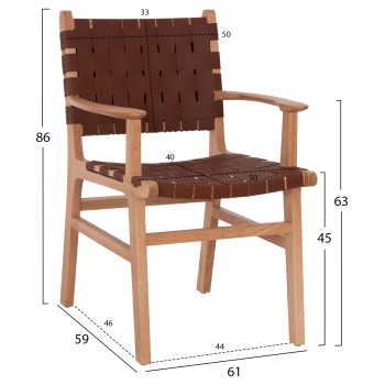ARMCHAIR FELIPE FK9328.11 TOON WOOD PU LEATHER BROWN 61x59x86Hcm. ARMCHAIR FELIPE FK9328.11 TOON WOOD PU LEATHER BROWN 61x59x86Hcm.