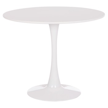 ROUND DINING TABLE BROLIN FK18141.01 MDF TOP-METAL BASE--WHITE Φ90x73Hcm.