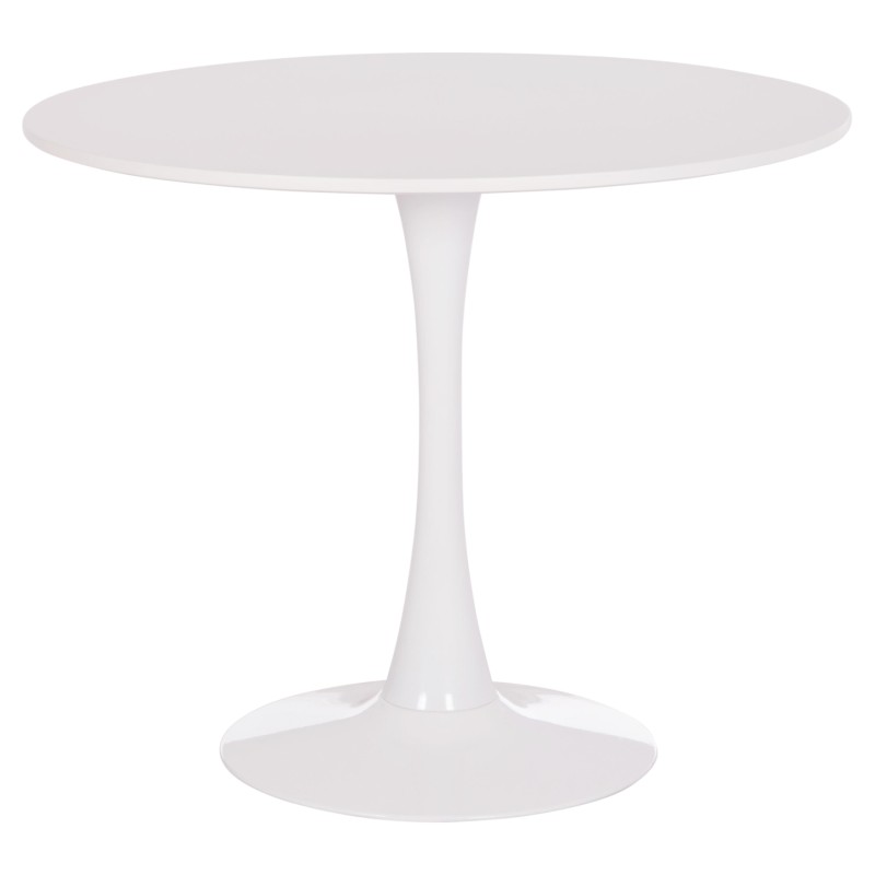 ROUND DINING TABLE BROLIN FK18141.01 MDF TOP-METAL BASE--WHITE Φ90x73Hcm. ROUND DINING TABLE BROLIN FK18141.01 MDF TOP-METAL BASE--WHITE Φ90x73Hcm.