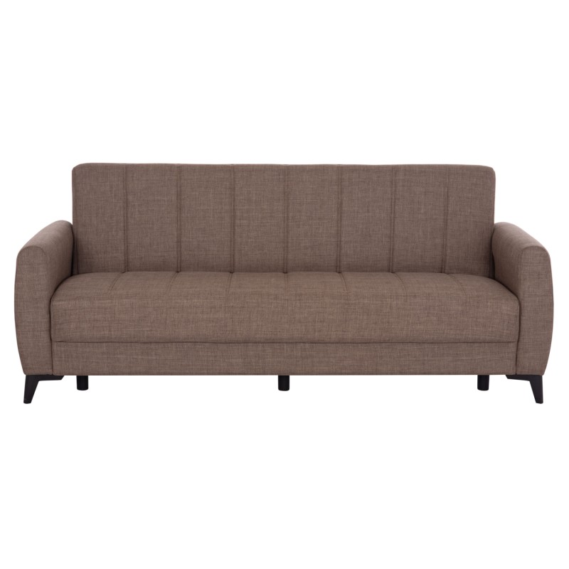 SOFA-BED 3-SEATER WITH STORAGE SPACE NIKKO FK3292.02 BROWN FABRIC 209x76x83Hcm. SOFA-BED 3-SEATER WITH STORAGE SPACE NIKKO FK3292.02 BROWN FABRIC 209x76x83Hcm.