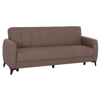 SOFA-BED 3-SEATER WITH STORAGE SPACE NIKKO FK3292.02 BROWN FABRIC 209x76x83Hcm.
