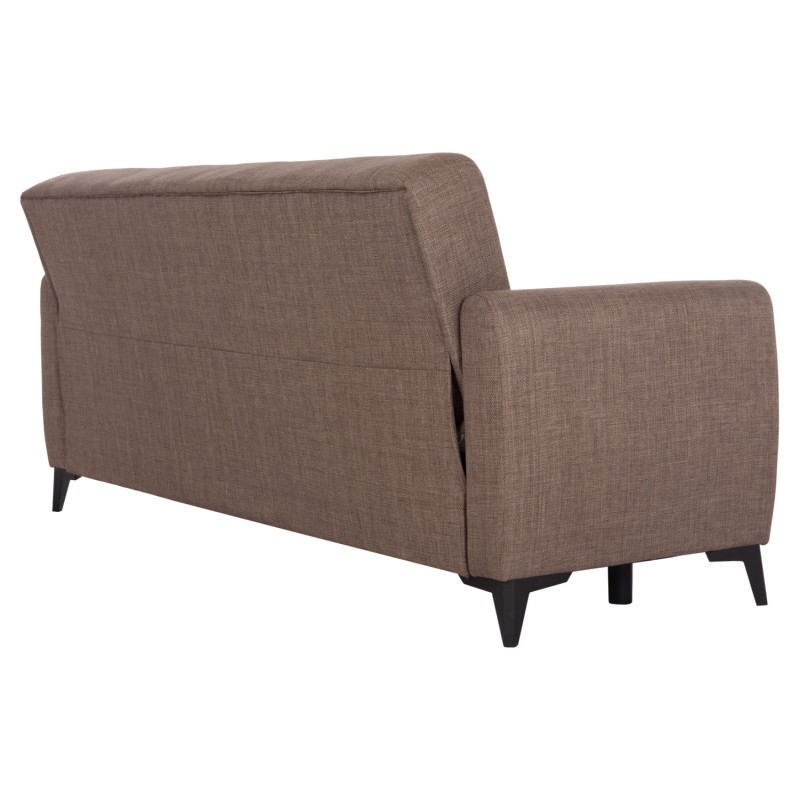 SOFA-BED 3-SEATER WITH STORAGE SPACE NIKKO FK3292.02 BROWN FABRIC 209x76x83Hcm. SOFA-BED 3-SEATER WITH STORAGE SPACE NIKKO FK3292.02 BROWN FABRIC 209x76x83Hcm.