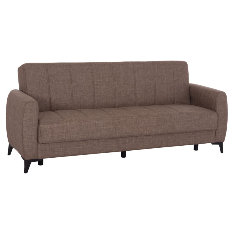 SOFA-BED 3-SEATER WITH STORAGE SPACE NIKKO FK3292.02 BROWN FABRIC 209x76x83Hcm. SOFA-BED 3-SEATER WITH STORAGE SPACE NIKKO FK3292.02 BROWN FABRIC 209x76x83Hcm.