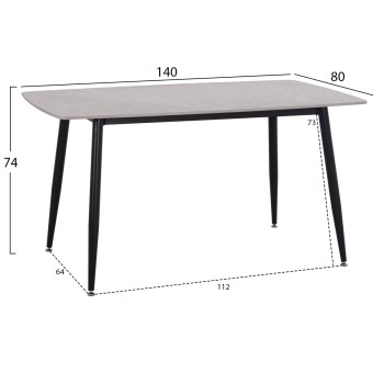 DINING TABLE RAVEN FK18149.13 CERAMIC TOP IN GREY MARBLE LOOK  140x80x74Hcm.