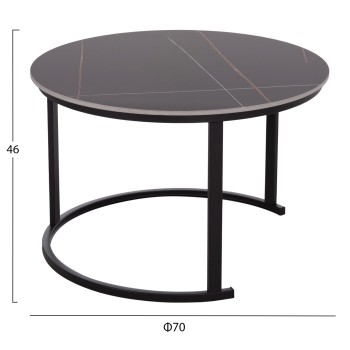COFFEE TABLES 2PCS SET TALOS FK18140.02 BLACK MARBLE LOOK CERAMIC TOP Φ70x45.5Hcm. COFFEE TABLES 2PCS SET TALOS FK18140.02 BLACK MARBLE LOOK CERAMIC TOP Φ70x45.5Hcm.