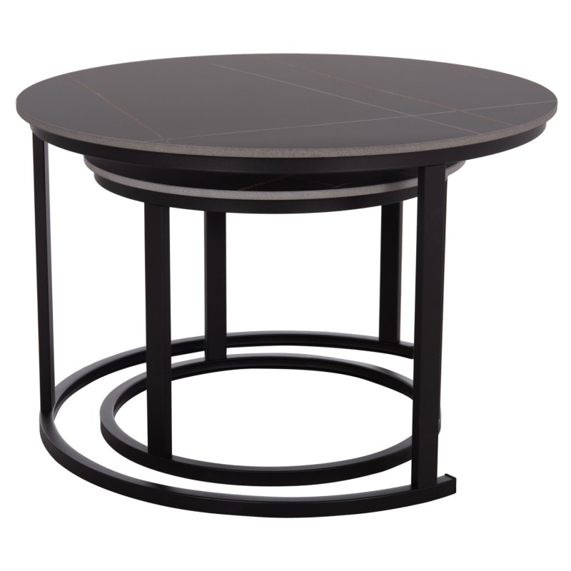 COFFEE TABLES 2PCS SET TALOS FK18140.02 BLACK MARBLE LOOK CERAMIC TOP Φ70x45.5Hcm. COFFEE TABLES 2PCS SET TALOS FK18140.02 BLACK MARBLE LOOK CERAMIC TOP Φ70x45.5Hcm.