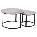 COFFEE TABLES 2PCS SET TALOS FK18140.03 WHITE MARBLE WITH BROWN "WATERS" LOOK CERAMIC TOP Φ70x45.5Hcm. COFFEE TABLES 2PCS SET TALOS FK18140.03 WHITE MARBLE WITH BROWN "WATERS" LOOK CERAMIC TOP Φ70x45.5Hcm.