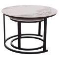 COFFEE TABLES 2PCS SET TALOS FK18140.03 WHITE MARBLE WITH BROWN "WATERS" LOOK CERAMIC TOP Φ70x45.5Hcm. COFFEE TABLES 2PCS SET TALOS FK18140.03 WHITE MARBLE WITH BROWN "WATERS" LOOK CERAMIC TOP Φ70x45.5Hcm.