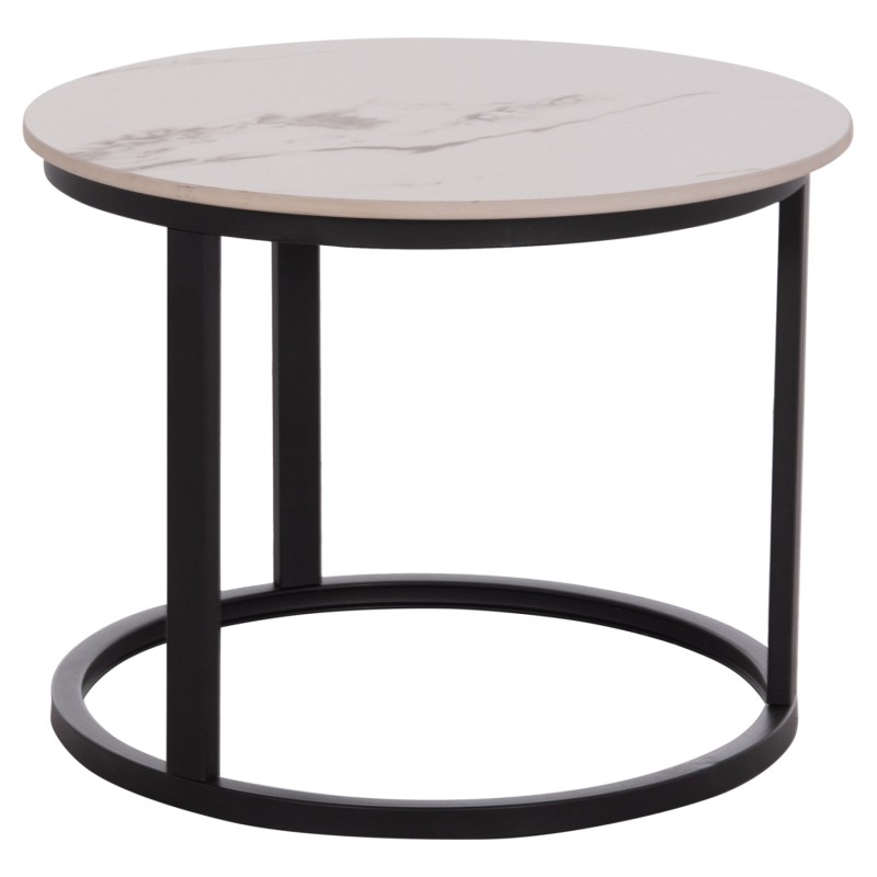 COFFEE TABLES 2PCS SET TALOS FK18140.03 WHITE MARBLE WITH BROWN "WATERS" LOOK CERAMIC TOP Φ70x45.5Hcm. COFFEE TABLES 2PCS SET TALOS FK18140.03 WHITE MARBLE WITH BROWN "WATERS" LOOK CERAMIC TOP Φ70x45.5Hcm.
