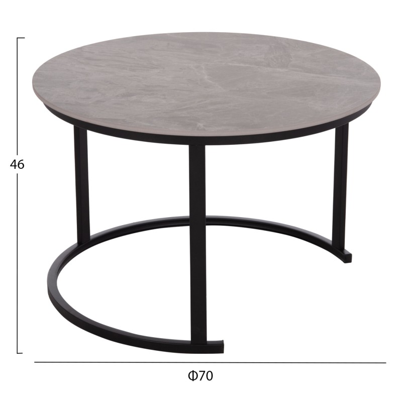 COFFEE TABLES 2PCS SET TALOS FK18140.04 GREY MARBLE LOOK CERAMIC TOP Φ70x45.5Hcm. COFFEE TABLES 2PCS SET TALOS FK18140.04 GREY MARBLE LOOK CERAMIC TOP Φ70x45.5Hcm.